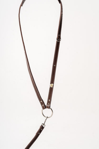 Handcrafted luxury dog leash details by Mou Mou Couture displayed on a white background