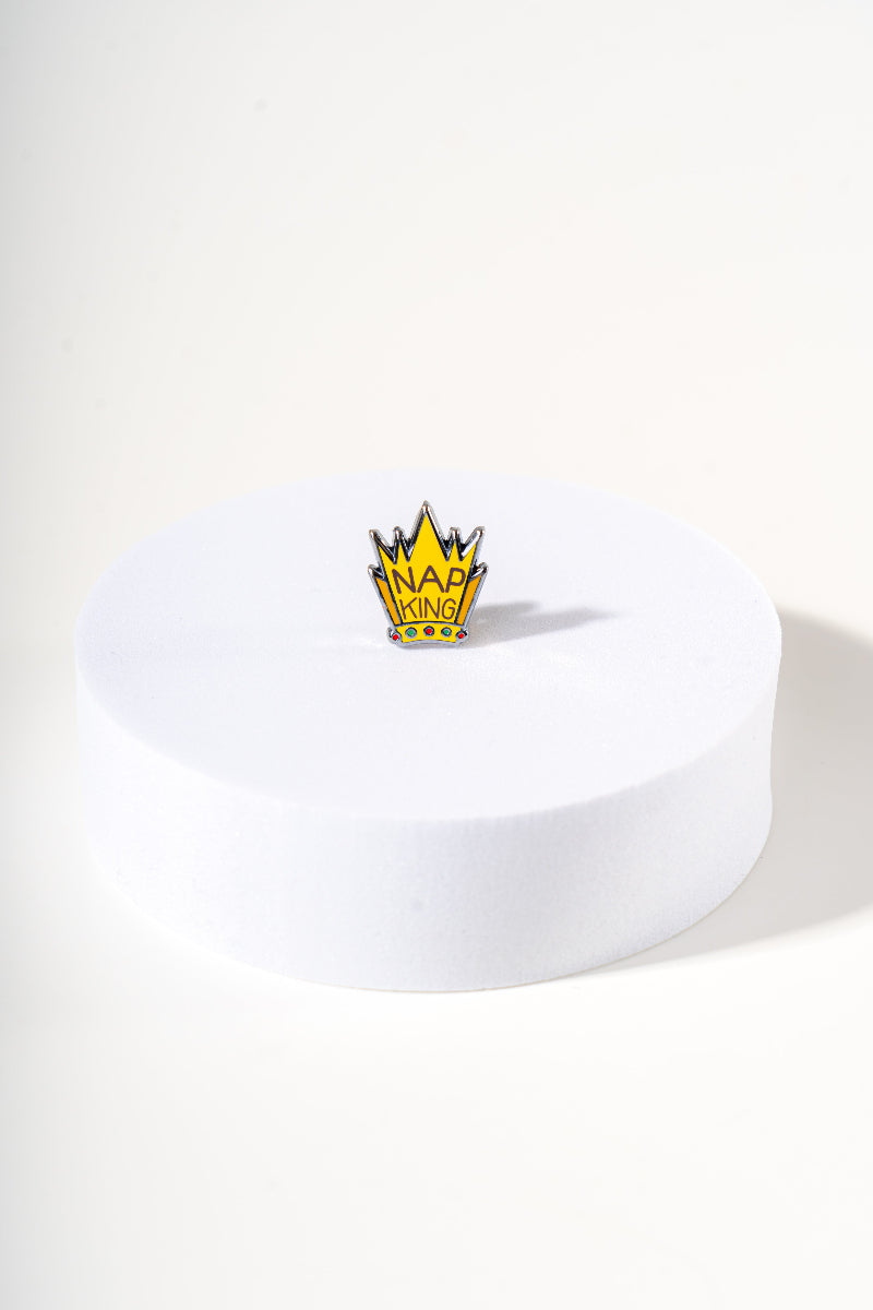 Removable metal crown shaped charm for dog's collar original design by Mou Mou Couture displayed on white background.